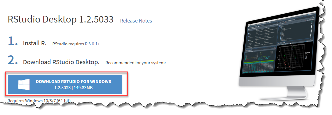Screenshot of RStudio Installation Link